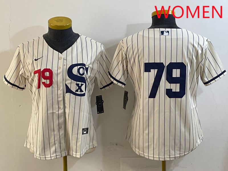 Women Chicago White Sox #79 No Name Cream Stripe Dream Edition Game 2025 Nike MLB Jersey style 3
